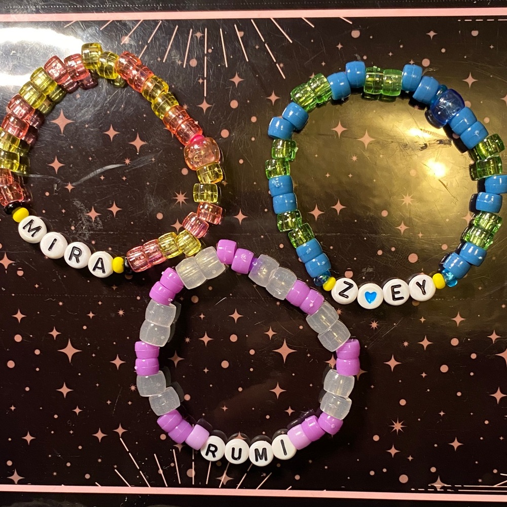 K-Pop Demon Hunters Huntrix Rumi Mira and Zoey Kandi Bracelets